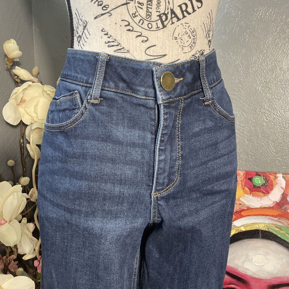 Democracy "Ab"solution Itty Bitty Bootcut Blue Jeans Women's 10 Whiskers Stretch - Picture 2 of 12
